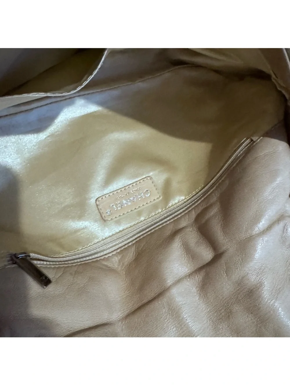 STUNNING CHANEL RARE GOLD/METALLIC PYTHON LEATHER Hobo with Chain Handle